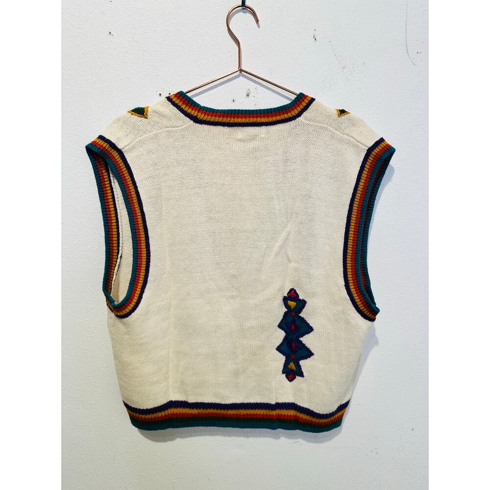 Vintage Napa Valley Rainbow Aztec Copper Button Sweater Vest Size Extra Large - Picture 2 of 9